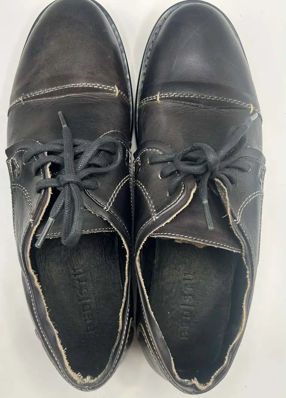 Bed Stu Men's Black Leather Cap Toe Lace Up Oxford Dress Shoes Size 10.5